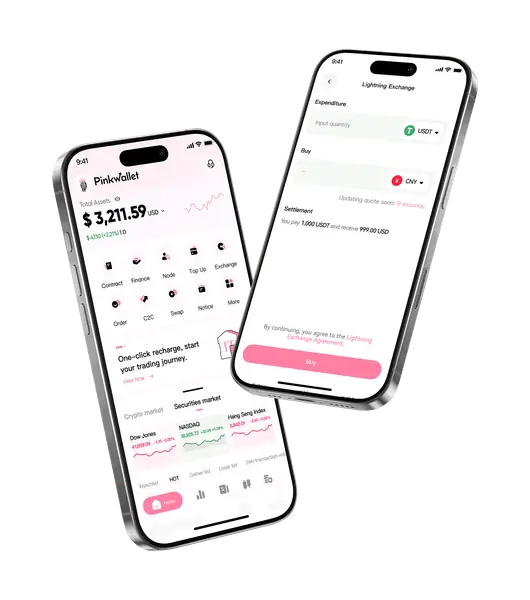 PinkWallet Stock Trading Mobile App Interface